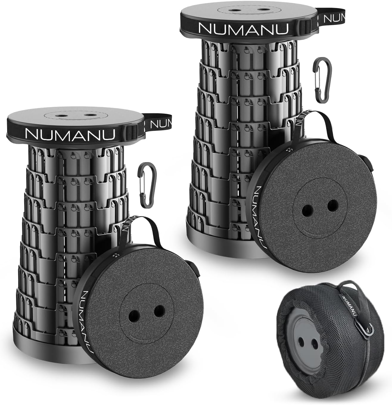 Set of 2 Heavy-Duty Stools, Telescoping to 18in Adjustable